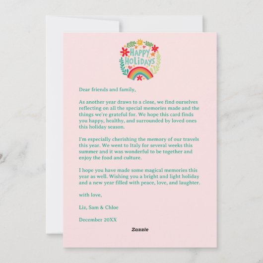 Regenboog Kleurrijke Hand-getrokken Aangepaste 3 F Feestdagenkaart (Achterkant)