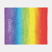 Regenboog Kleurrijke Heldere Script Gepersonalisee Fleece Deken (Voorkant (Horizontaal))