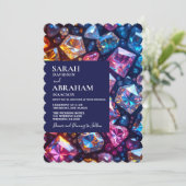 Regenboog Kleurrijke JeWells bruiloft uitnodiging (Staand voorkant)