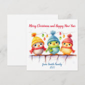 Regenboog Kleurrijke Kerstvogels Feestdagenkaart (Voorkant / Achterkant)