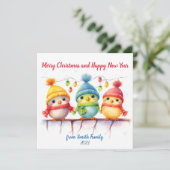 Regenboog Kleurrijke Kerstvogels Feestdagenkaart (Staand voorkant)