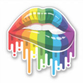 Regenboog Kleurrijke Lippen Vlag Sticker (Voorkant)