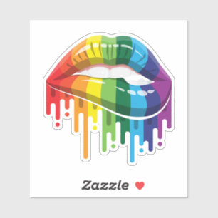Regenboog Kleurrijke Lippen Vlag Sticker
