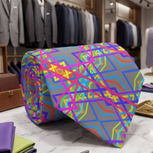 Regenboog Kleurrijke Mechanische Lijntekening Op G Stropdas