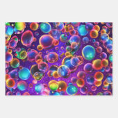 Regenboog Kleurrijke Neon Gloeiende Bubbels 80s 90 Inpakpapier Vel (Voorkant)