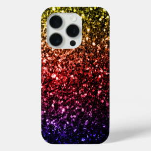 Regenboog kleurrijke nepschittering glinstert blin iPhone 15 pro case