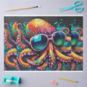 Regenboog Kleurrijke Octopus met Zonnebril Decoupa Tissuepapier (Craft)