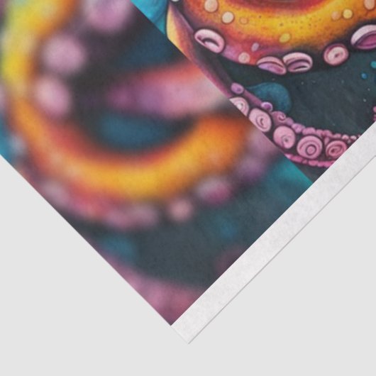 Regenboog Kleurrijke Octopus met Zonnebril Decoupa Tissuepapier (Detail)