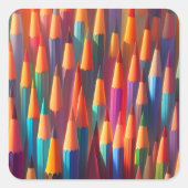 Regenboog Kleurrijke Potlood Palet Waterverf Vierkante Sticker (Voorkant)