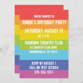 Regenboog Kleurrijke Strepen Aangepaste Feest Uitn Kaart (Voorkant / Achterkant)