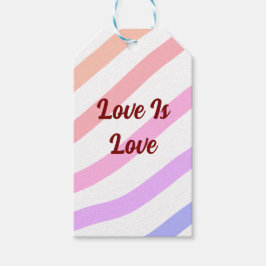 Regenboog kleurrijke strepen pastel liefde is lief cadeaulabel