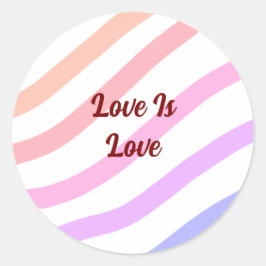 Regenboog kleurrijke strepen pastel liefde is lief ronde sticker