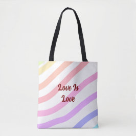 Regenboog kleurrijke strepen pastel liefde is lief tote bag