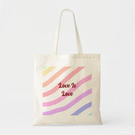 Regenboog kleurrijke strepen pastel liefde is lief tote bag
