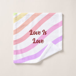 Regenboog kleurrijke strepen pastel liefde is lief washandje