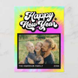 Regenboog Kleurrijke Tie Dye Gelukkig Nieuwjaar Fo Briefkaart