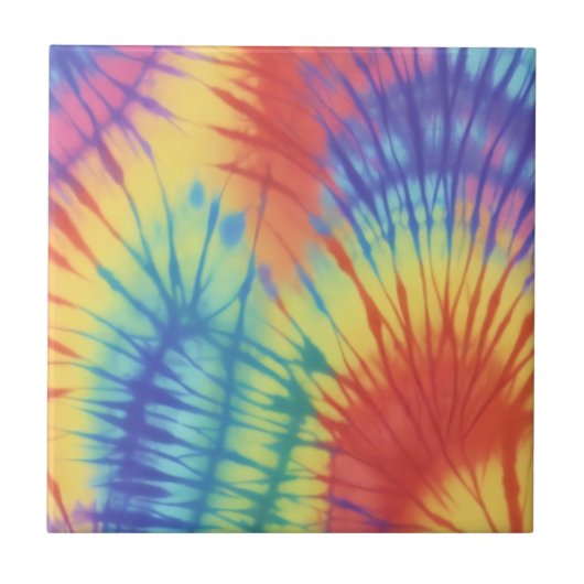 Regenboog Kleurrijke Tie Dye Patroon Tegeltje (Voorkant)