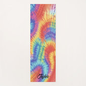 Regenboog Kleurrijke Tie Dye Yoga Mat met aangepas (Voorkant)