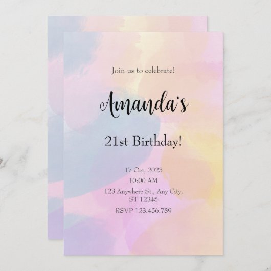 Regenboog Kleurrijke Waterverf Elke Leeftijd Verja Kaart (Voorkant / Achterkant)