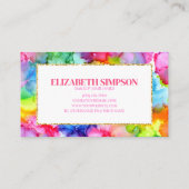 Regenboog Kleurrijke Waterverf Ink Modern Chic Visitekaartje (Achterkant)