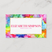 Regenboog Kleurrijke Waterverf Ink Modern Chic Visitekaartje (Voorkant)