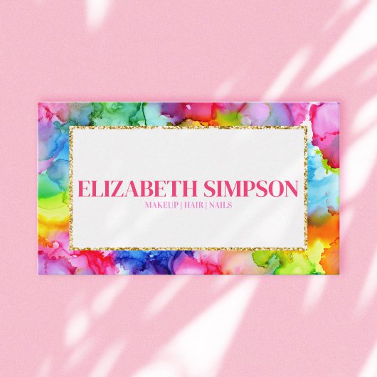 Regenboog Kleurrijke Waterverf Ink Modern Chic Visitekaartje