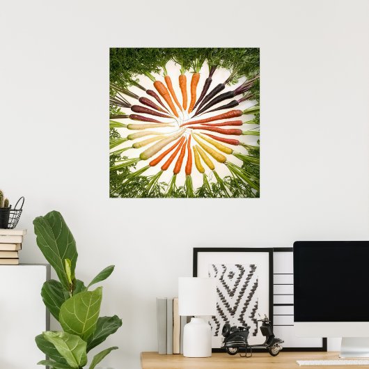 Regenboog Kleurrijke Wortels Vierkant Poster (Thuiskantoor)