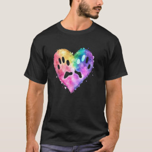 Regenboog Kleurstoffen Liefde Hond Pootafdruk Hart T-shirt