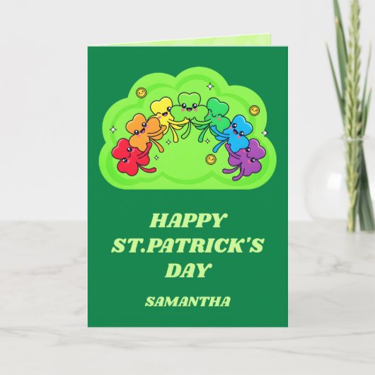 Regenboog Knuffels St. Patrick's Dag Kaart (Voorkant)