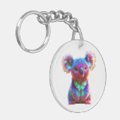 Regenboog Koala Fantasie Kunst Sleutelhanger (Voorkant Links)