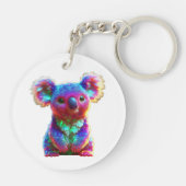 Regenboog Koala Fantasie Kunst Sleutelhanger (Achterkant)