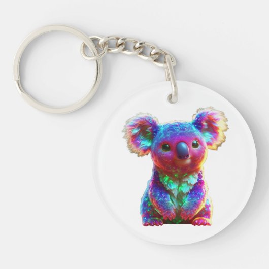 Regenboog Koala Fantasie Kunst Sleutelhanger (Voorkant)