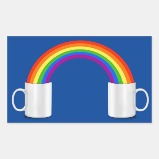 Regenboog Koffie Datum T-shirt Rechthoekige Sticker (Voorkant)