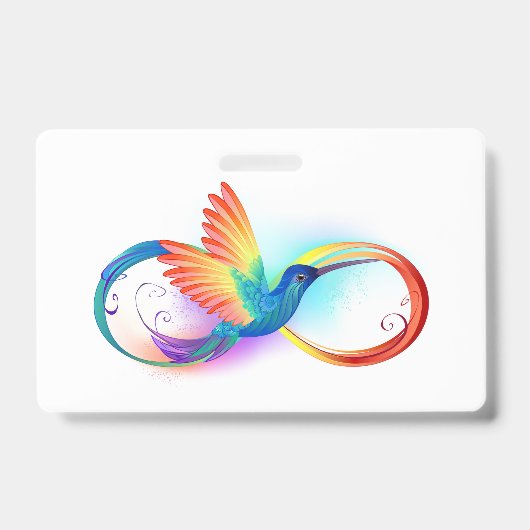 Regenboog Kolibrie met oneindigheidssymbool Badge (Voorzijde)