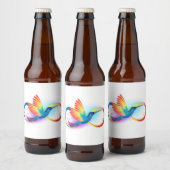 Regenboog Kolibrie met oneindigheidssymbool Bier Etiket (Flessen)