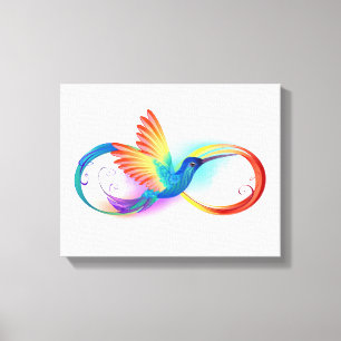 Regenboog Kolibrie met oneindigheidssymbool Canvas Afdruk