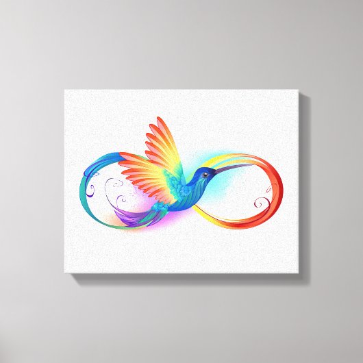 Regenboog Kolibrie met oneindigheidssymbool Canvas Afdruk (Voorkant)