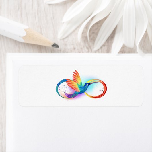 Regenboog Kolibrie met oneindigheidssymbool Etiket (Insitu)