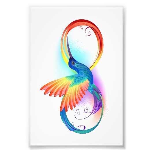 Regenboog Kolibrie met oneindigheidssymbool Foto Afdruk (Voorkant)