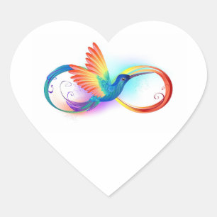 Regenboog Kolibrie met oneindigheidssymbool Hart Sticker