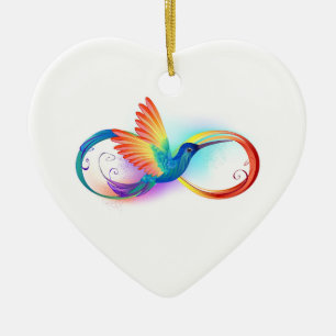 Regenboog Kolibrie met oneindigheidssymbool Keramisch Ornament