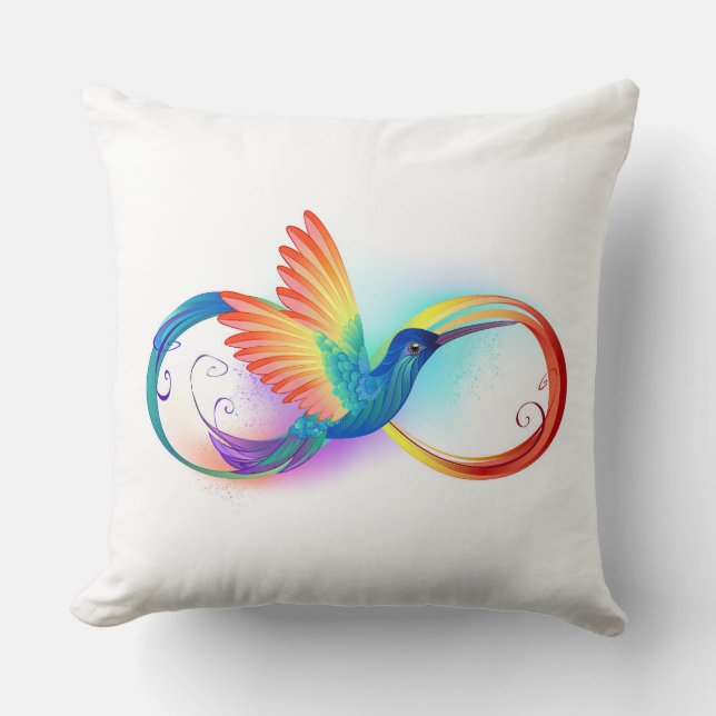 Regenboog Kolibrie met oneindigheidssymbool Kussen (Voorkant)