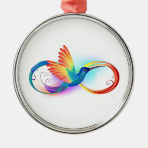 Regenboog Kolibrie met oneindigheidssymbool Metalen Ornament