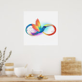 Regenboog Kolibrie met oneindigheidssymbool Poster (Keuken)