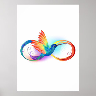Regenboog Kolibrie met oneindigheidssymbool Poster