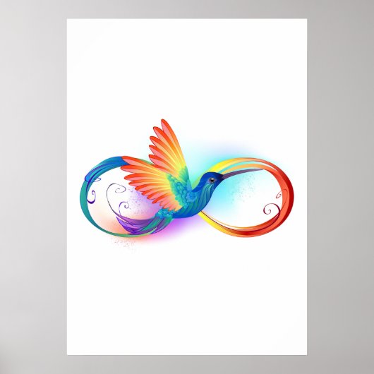 Regenboog Kolibrie met oneindigheidssymbool Poster (Voorkant)