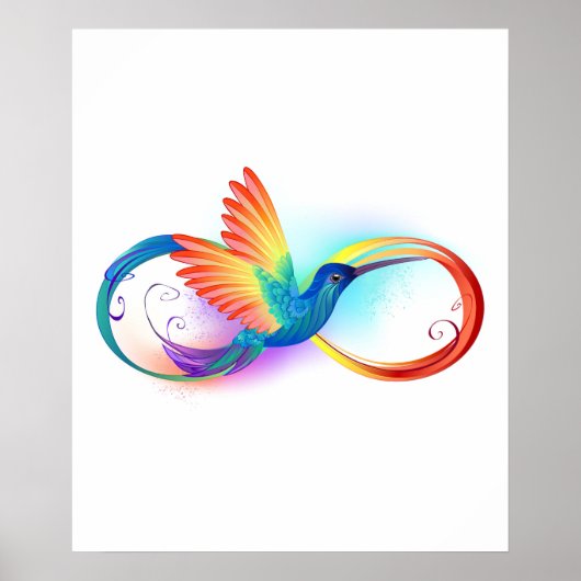 Regenboog Kolibrie met oneindigheidssymbool Poster (Voorkant)