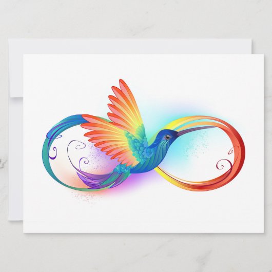 Regenboog Kolibrie met oneindigheidssymbool Save The Date (Voorkant)