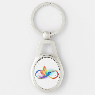 Regenboog Kolibrie met oneindigheidssymbool Sleutelhanger