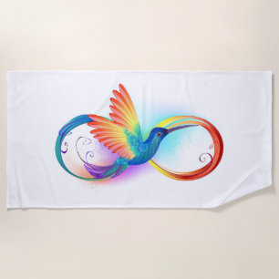 Regenboog Kolibrie met oneindigheidssymbool Strandlaken